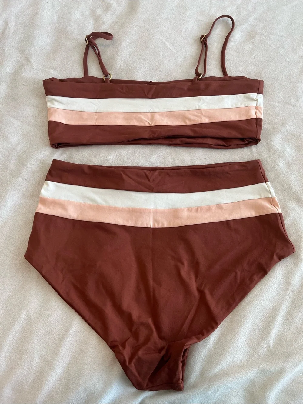 L*Space Bikini Set Rebel Stripe Top & High Waist Portia Bottom Large Resortwear